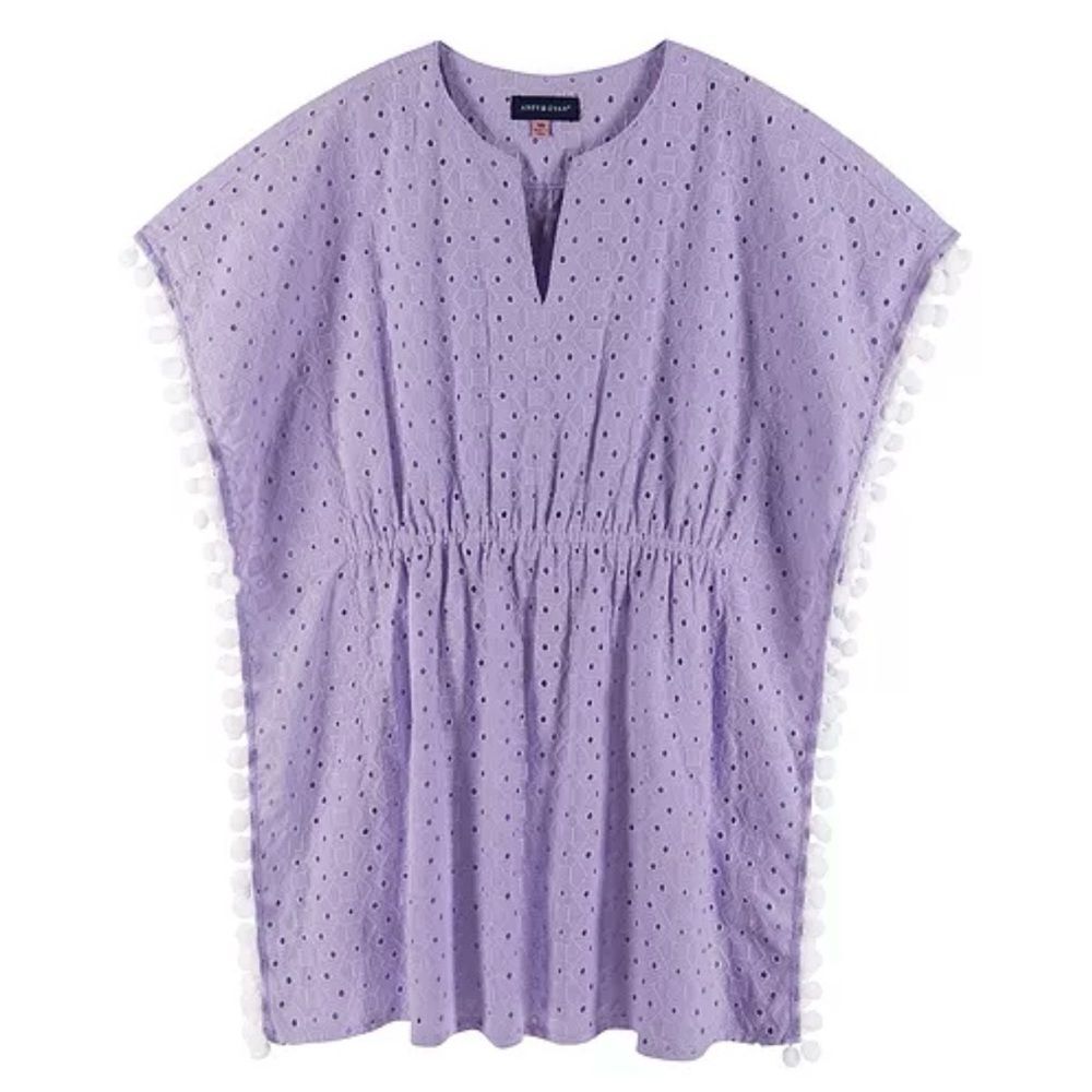 Andy & Evan Big Girls Cotton Eyelet Cover-Up Purple 10 NEW